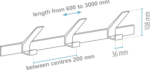 Aluminium hook rail