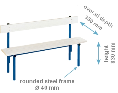 Forum floor bench with back plate Forum floor bench with back plate