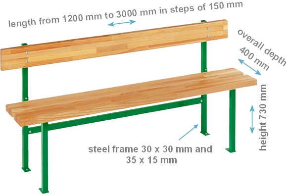 Floor bench with back plate Floor bench with back plate